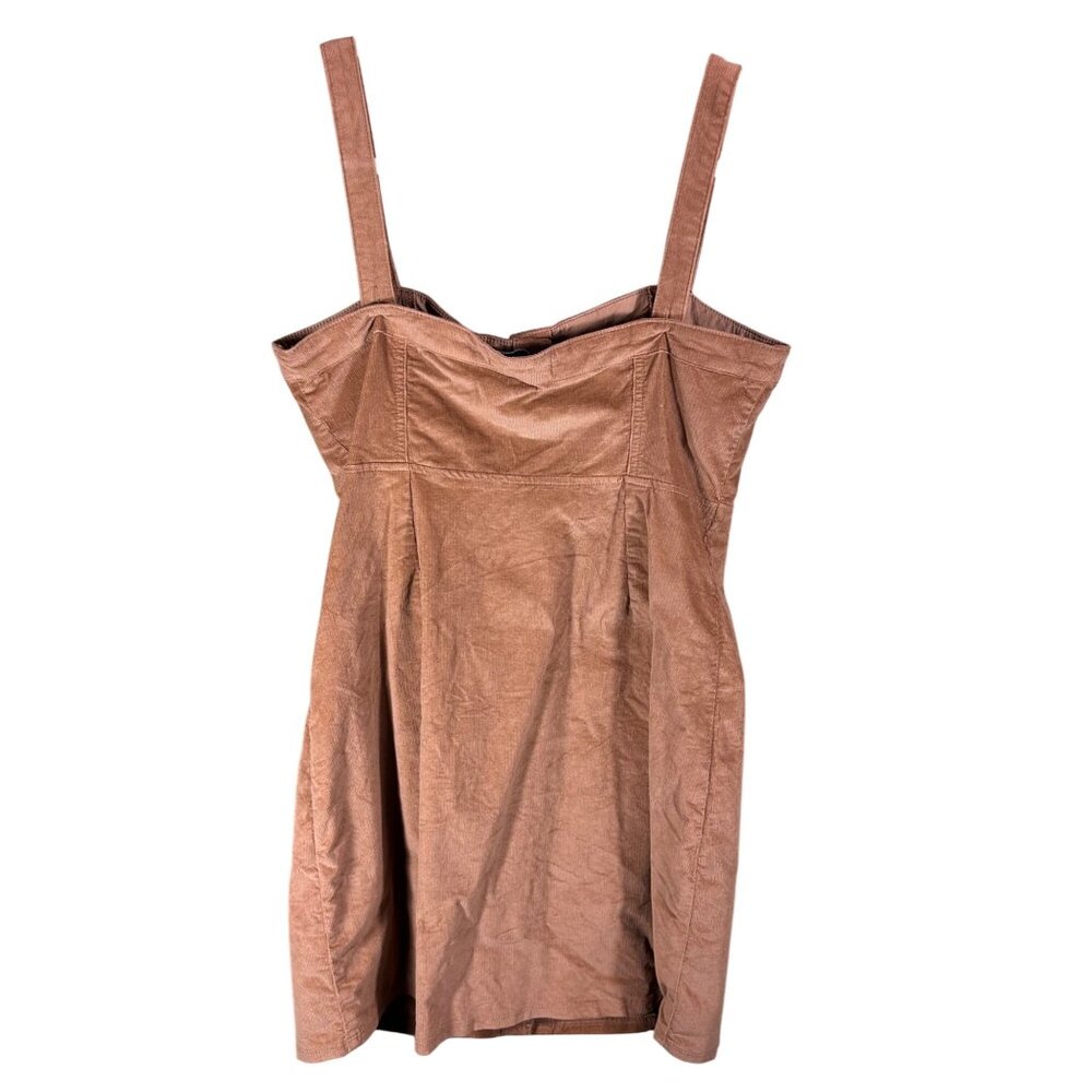 Hollister Womens Tan Corduroy Button-Front Mini Dress Adjustable Straps Size L - Picture 2 of 8